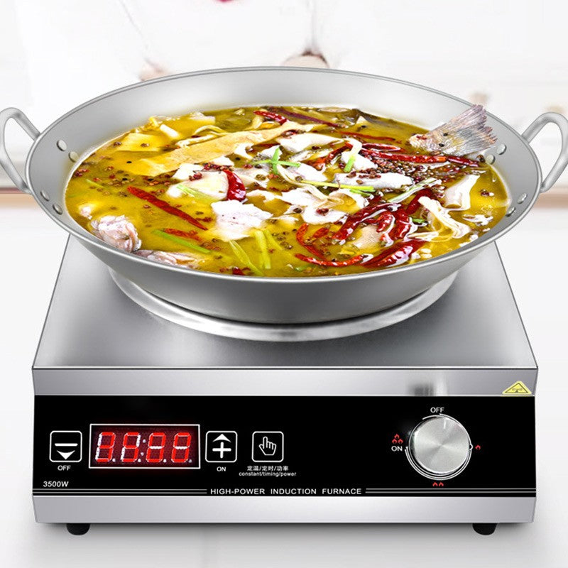 Fogão de Indução Comercial 3500W Placa Elétrica Côncava Máquina de Cozinhar de Alta Potência Fogão de Indução para Restaurantes de Fritura