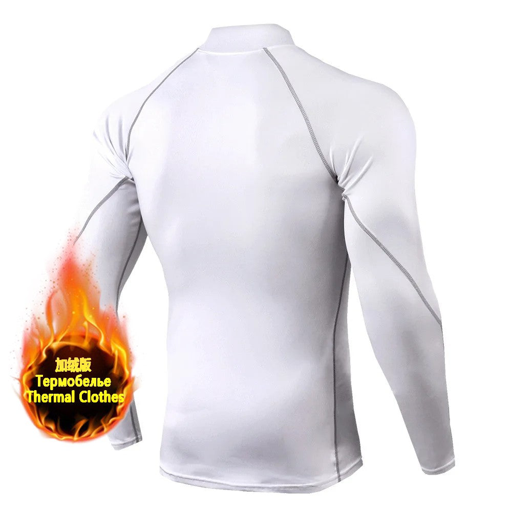 Winter Man Compression Shirt Cycling Clothing Warmth Shirt Warm Bottoming Shirt Men Compression T-Shirt Gym Sportswear 2024 New