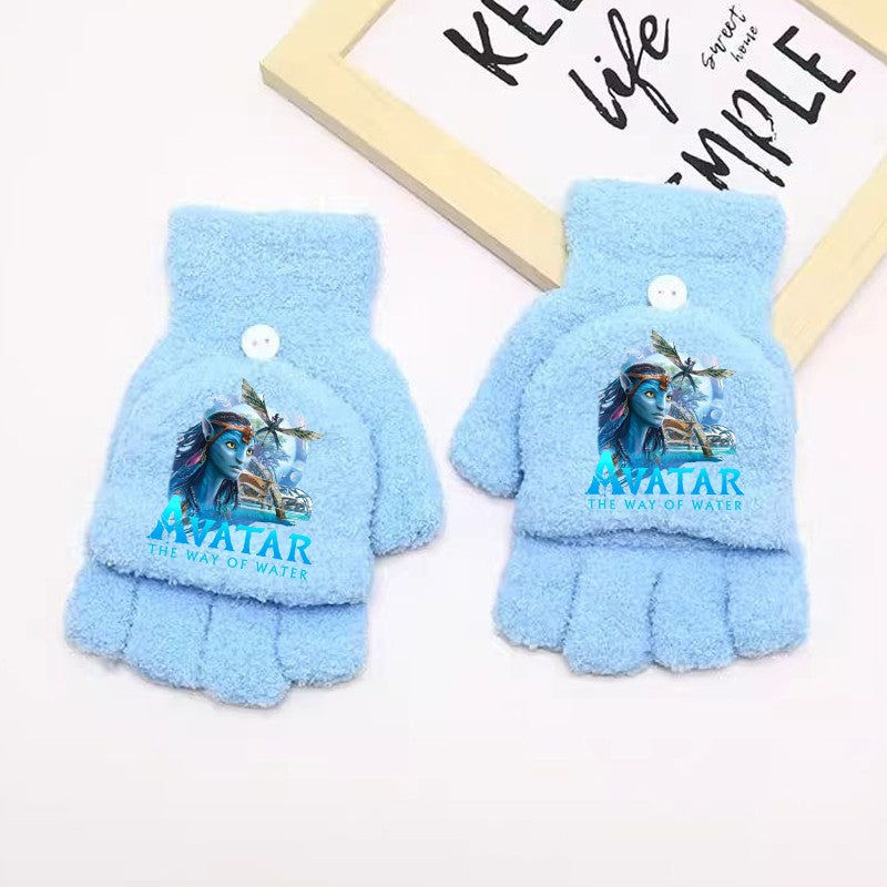 Luvas Avatar Fogo e Cinzas Disney para Menino Inverno com Capa Virada Luvas Crianças ao Ar Livre Quente Luva Fofa Acessórios de Roupa Infantil Presente