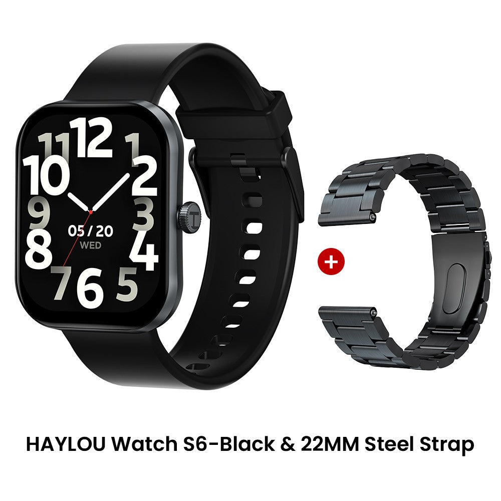 Smartwatch HAYLOU Watch S6 Tela HD de 2,01" Smartwatch Chamadas de Voz Bluetooth Monitoramento Fitness à Prova D'Água IP68
