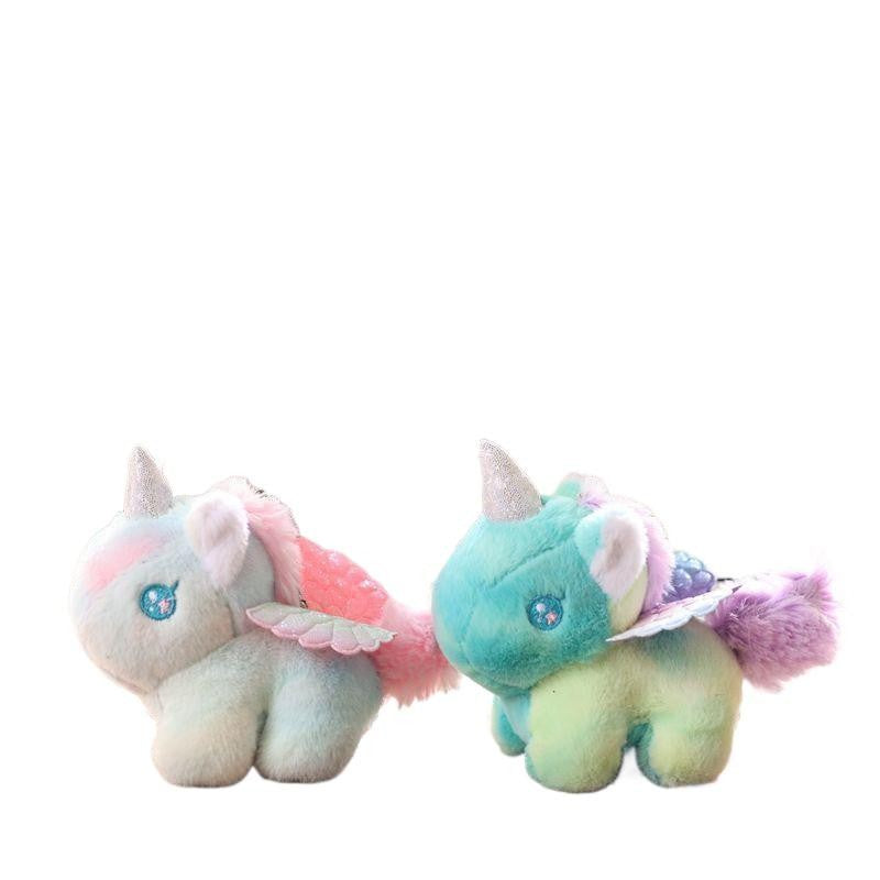 C 1pc new Lovely Gradient Pony Plush Keychain Cartoon Colorful Dreamy Pony Doll Student Backpack Pendant Key Holder Gifts
