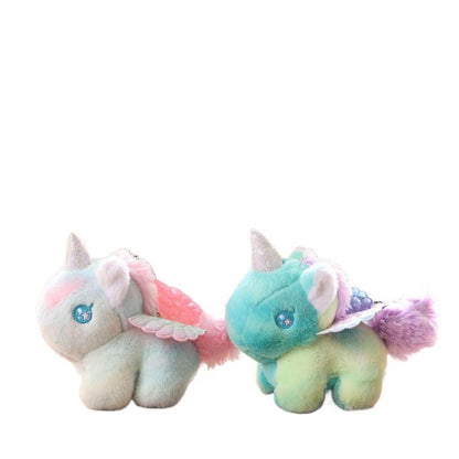 C 1pc new Lovely Gradient Pony Plush Keychain Cartoon Colorful Dreamy Pony Doll Student Backpack Pendant Key Holder Gifts