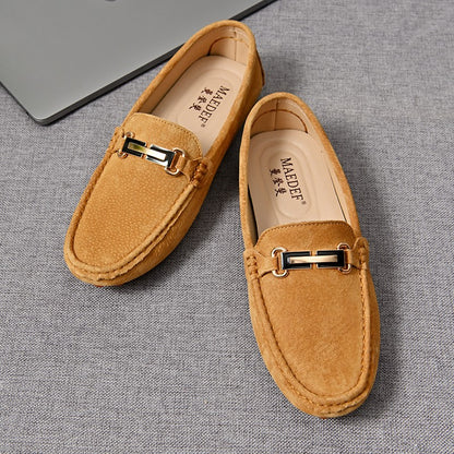 YRZL Loafers Men Big Size 48 Soft Driving Moccasins High Quality Flats Genuine Leather Shoes Men Slip-on Suede Loafers for Men