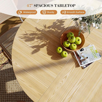 Dining Table for 4, 47 Inch Farmhouse Kitchen Table with Pedestal Base, Rustic Wooded Dinner Table for Dining Room Kitchen