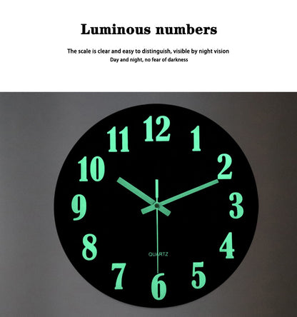 12 Inch Luminous Wall Clock Wood Silent light in dark night Nordic Fashion Wall Clock Non Ticking Clock With Night Light