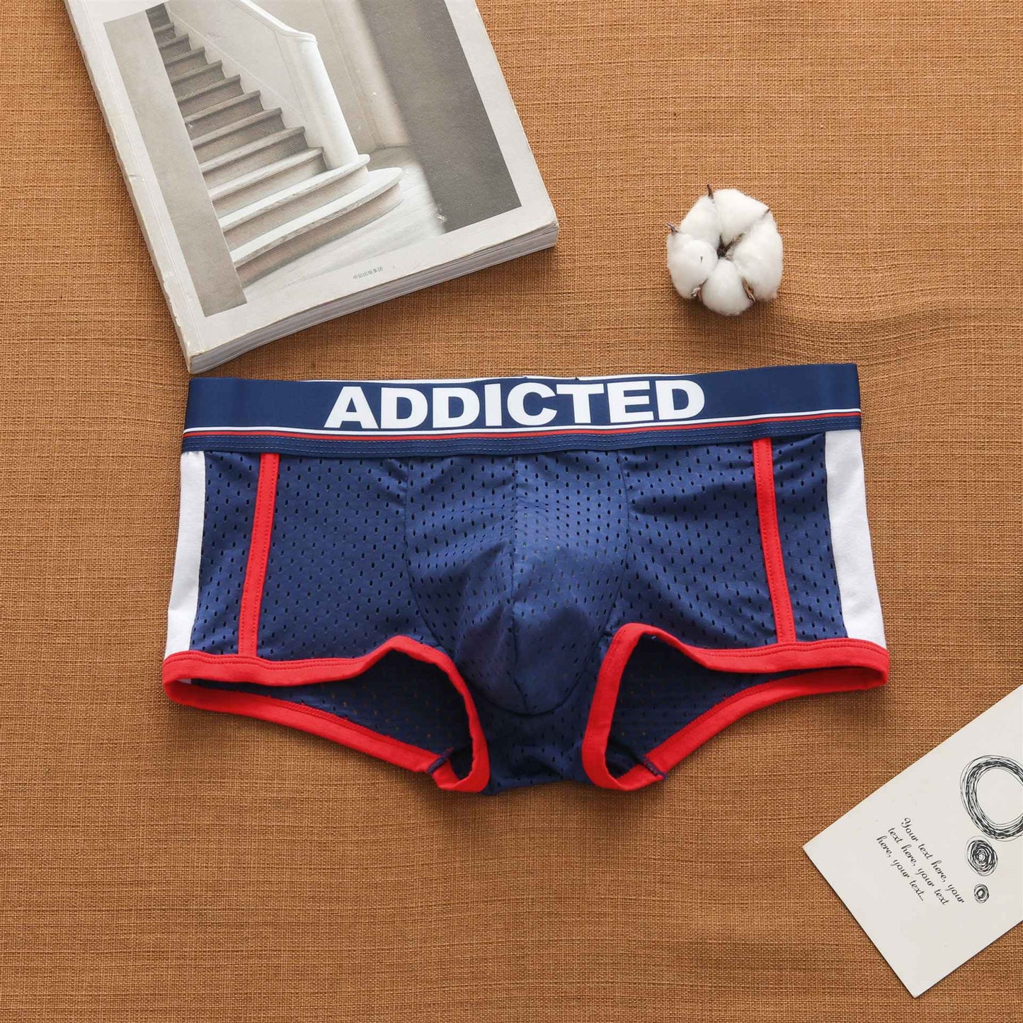 Men's panties, low rise breathable ice silk mesh comfortable tide boxers