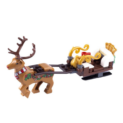 Hot Christmas Animals Deer Building Blocks Farm Scene Zoo City View Elk Reindeer Sled Figures Sika Deer Bricks Girl Boy Toy Gift