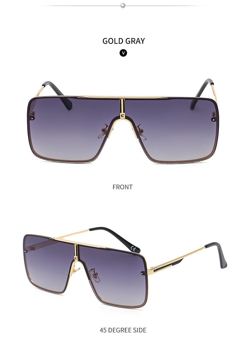 Óculos de sol quadrados oversized para homens, armação grande, 2025, design de marca de luxo, armação de metal, óculos de sol masculinos, óculos retrô