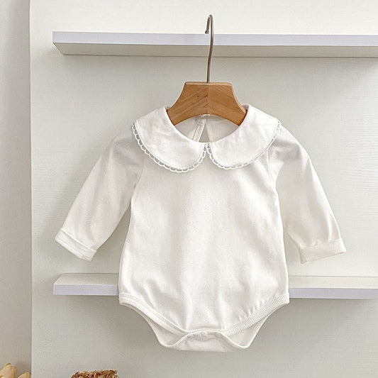 Newborn Christmas Red Clothes Autumn Kids Baby Girls Sweet Petal Collar Princess Rompers Infant New Baby Girls Rompers Clothes