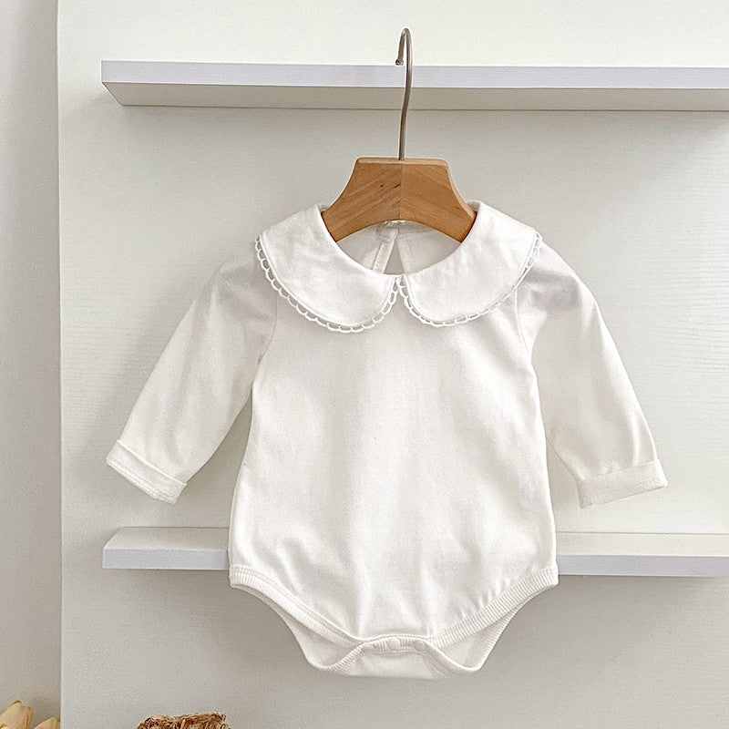 Newborn Christmas Red Clothes Autumn Kids Baby Girls Sweet Petal Collar Princess Rompers Infant New Baby Girls Rompers Clothes