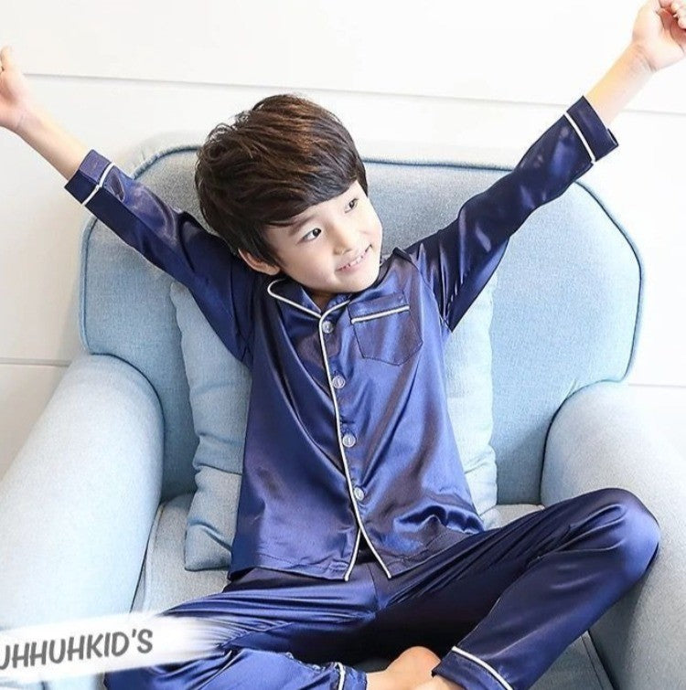 Kids Ice Silk Sleepwear Summer Short Sleeve Homewear Set for Boys Girls Thin Lightweight Baby Air Conditioning Clothing