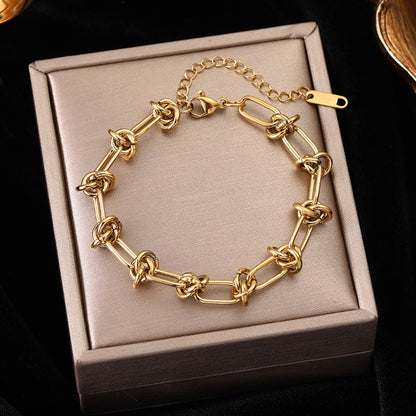 EILIECK 316L Aço Inoxidável Torcido Pulseira Bracelete Para Mulheres Tendência Banhado a Ouro 18K Corrente de Pulso Impermeável Joias Presente Festa