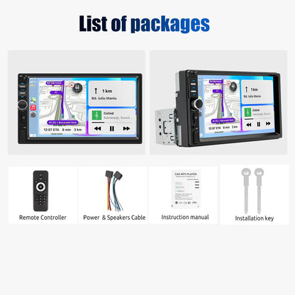 7 Inch 1 Din MP5 CarPlay Car Radio Multimedia Player Touch Screen FM ISO Power Aux Input Bluetooth USB Mirror Link Universal