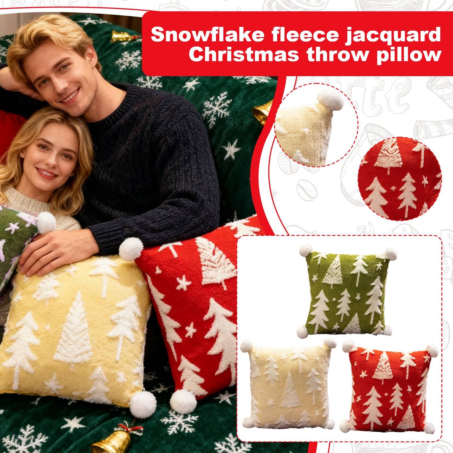 Christmas Pillow Snowflake Velvet Christmas Tree Elk Pillow Cushion Holiday Decoration Cushion Christmas Decorations