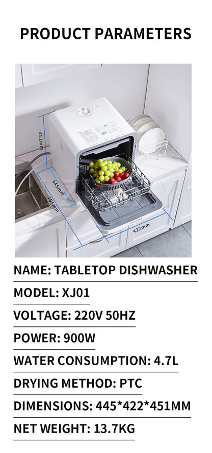 Tabletop Dishwasher Speed,Baby-Care,ECO&Dish Washer for Dorm,RV&amp Food grade high temperature resistant liner