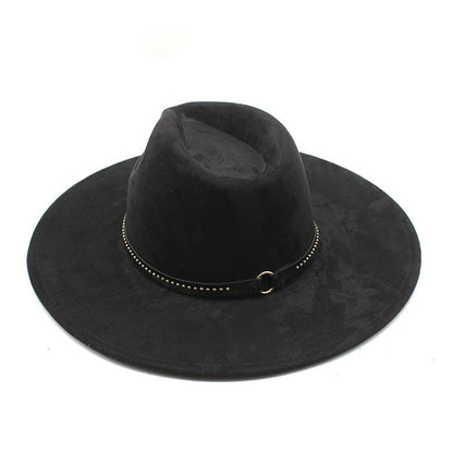 Suede Jazz Fedora Hats for Women Men 9.5cm Large Brim Woolen British French Felt Cap Ladies Elegant Fashion Knight Top Hat