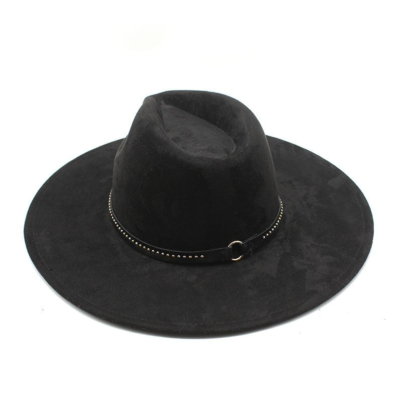 Suede Jazz Fedora Hats for Women Men 9.5cm Large Brim Woolen British French Felt Cap Ladies Elegant Fashion Knight Top Hat