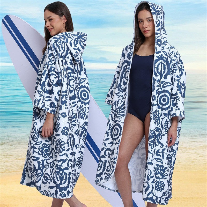 Beach bathrobe Cape surf poncho adult men hooded  Quick drying bath towel for outdoor sandbeach from China