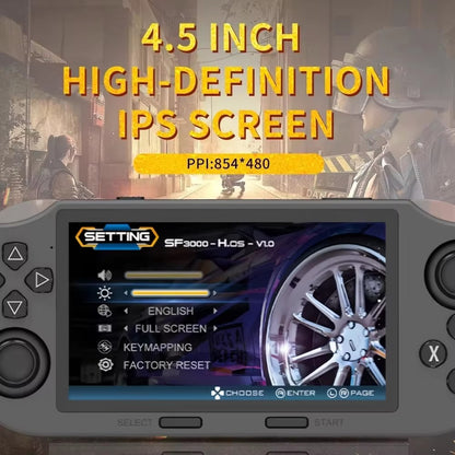SF3000 Retro Handheld Video Game Console Games Pocket Player with 4.5 Inch IPS Screen 3000mAh Portable Linux System