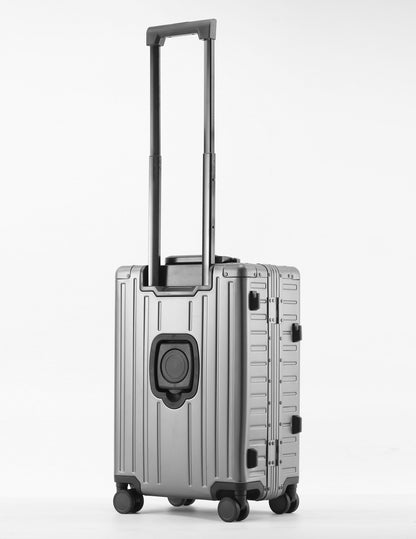 All Aluminum-magnesium Suitcase Front Opening Rolling Luggage with USB Charging Plug TSA Lock Trolley Case 20" Boarding Travel