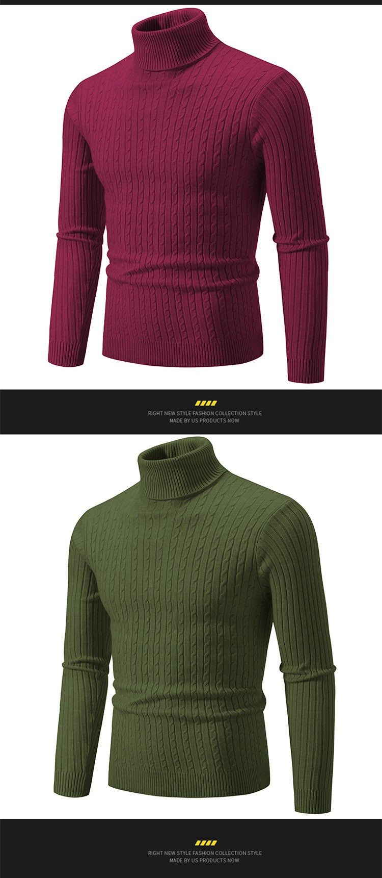 Autumn and Winter Men's Sweater Thin Elastic Fine Knitted Warm Top Versatile High Neck Solid Color Tight Fitting Pullover Top