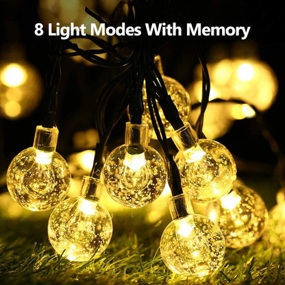 5-22M Solar String Lights Outdoor 200 Led Crystal Globe Lights Waterproof Solar Festoon Fairy Light For Garden Christmas Decor