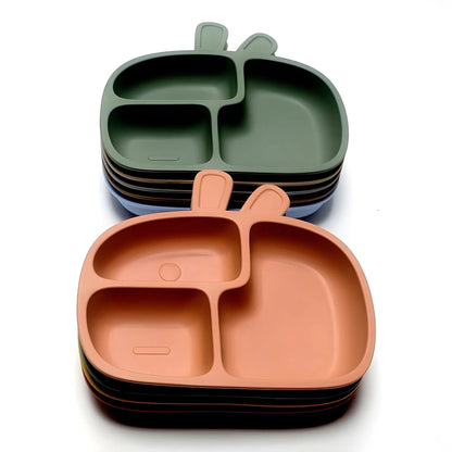 Silicone Baby Dinner Plate Food Grade Baby Supplement Bowl Set Children's Divided Dinner Plate Suction Cup One Piece