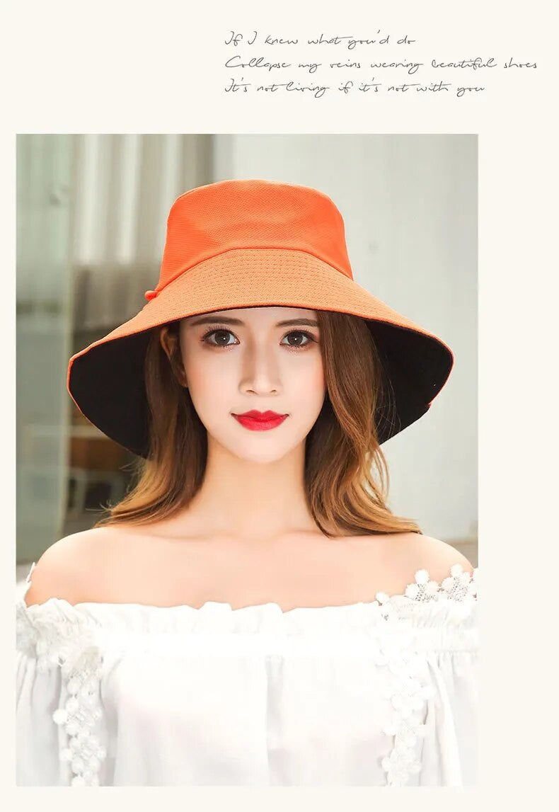 Chapéu de Pescador Feminino, Proteção Facial para o Verão, Protetor Solar, Chapéu de Sol de Aba Larga, Dupla Face e Versátil de Celebridades da Internet