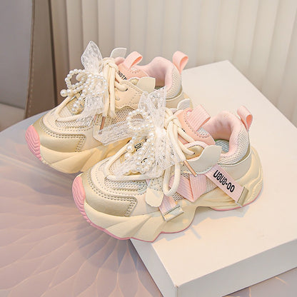 Autumn Sneakers For Kids Korean Style Trend Fashion Girl's Sneakers Soft-soled Breathable Teenager Children Sport Shoes