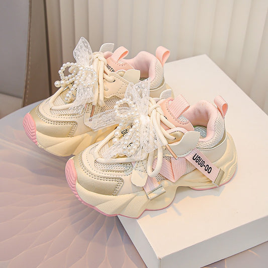 Autumn Sneakers For Kids Korean Style Trend Fashion Girl's Sneakers Soft-soled Breathable Teenager Children Sport Shoes