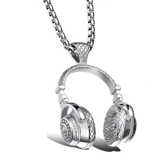 Music Headphones Pendant Necklace For Men Hip Hop Rock Couple Personalized Stainless Steel Chain Fashion Rapper Jewelry Gifts