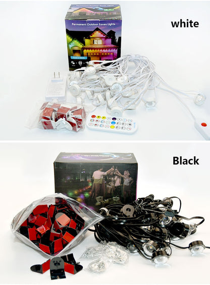 External Permanent RGB IC Waterproof Smart Light String, with Music-Synchronized Dynamic Lighting Effects for Holiday Decoration