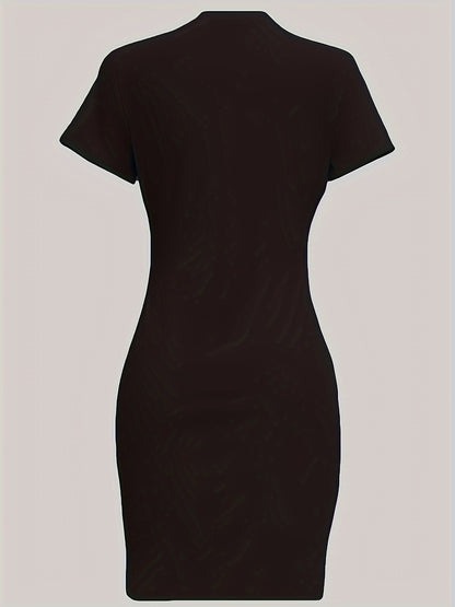 Summer women's fashionable Paris letter pattern print casual sexy slim fit tight short sleeved round neck T-shirt mini skirt