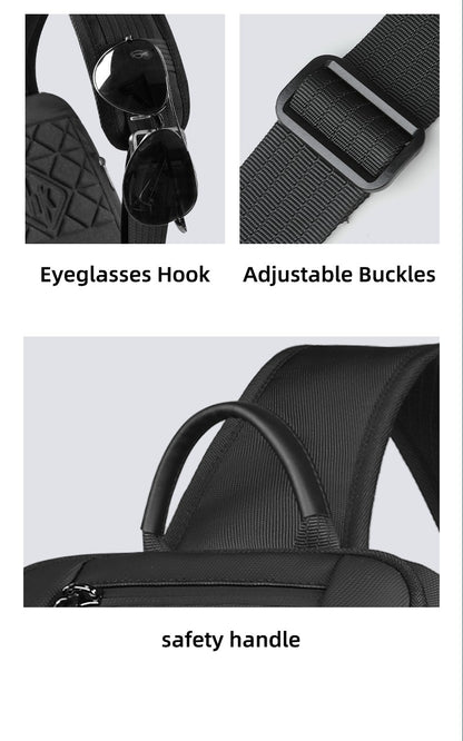 HK Anti-theft Men's Shoulder Bag Waterproof Chest Crossbody Bag with USB Oxford Leisure Satchel Multi-Pockets Sling Bag for Male