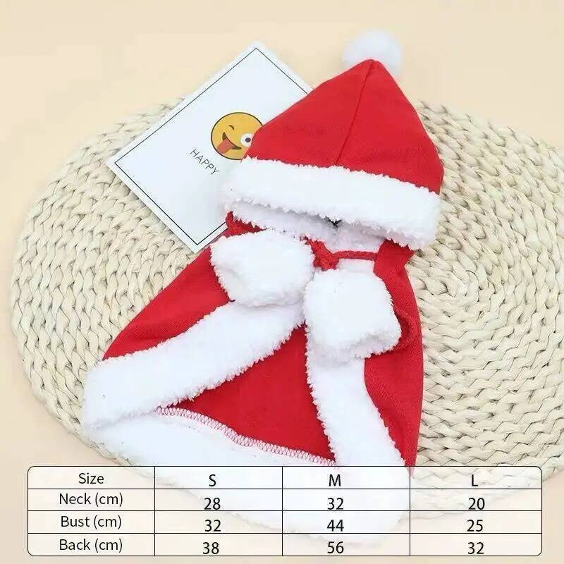 Fantasia de Natal para Gato Papai Noel Cosplay Engraçado Transforma Gato Cachorro de Estimação Capa de Natal Roupa de Inverno para Vestir Cachecol Vermelho Manto Adereços Decoração
