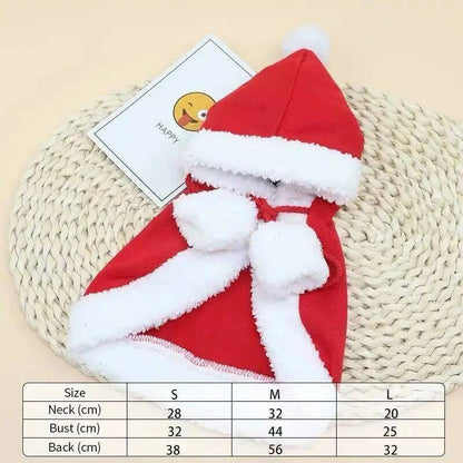 Fantasia de Natal para Gato Papai Noel Cosplay Engraçado Transforma Gato Cachorro de Estimação Capa de Natal Roupa de Inverno para Vestir Cachecol Vermelho Manto Adereços Decoração