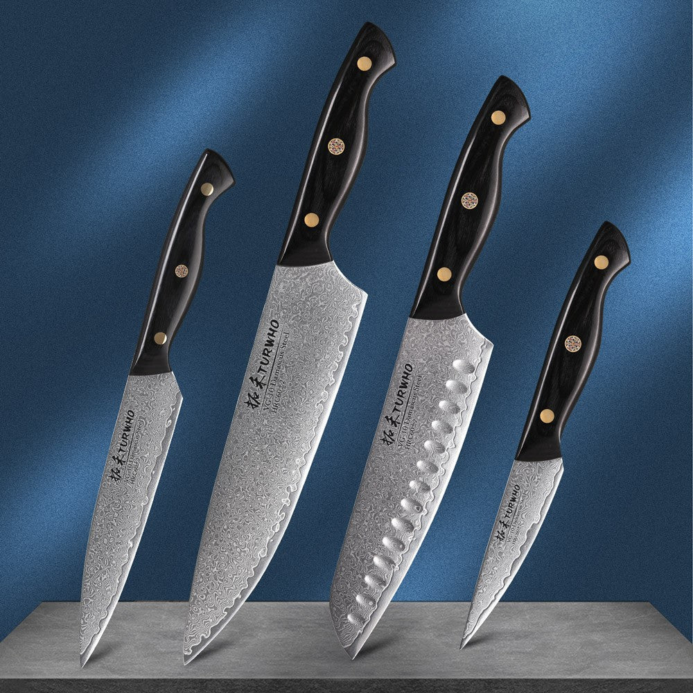 TURWHO 1-6PCS Kitchen Knives Set Japanese 67 Layer Damascus Steel Chef Knife PRO VG10 Santoku Bread Boning Utility Paring Knives