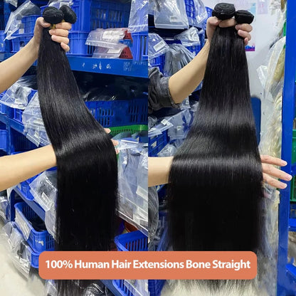 Rosabeauty 30 32 40 Polegadas Pacotes 1 2 3 4 5 Liso Osso Brasileiro Cabelo Humano Remy Pacotes Extensões Tissage Para Mulheres