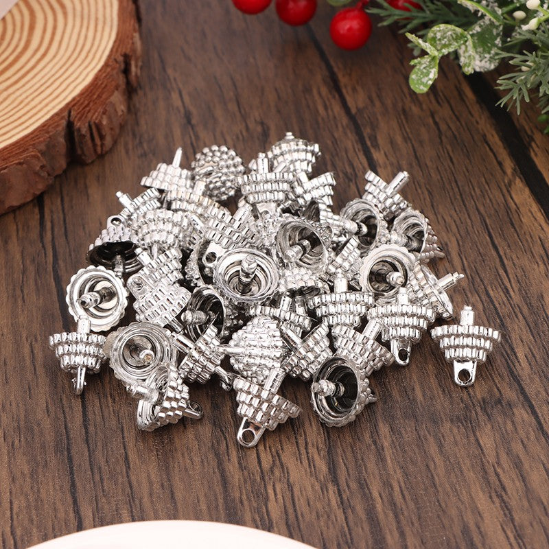 50/100pcs Creative Accessory Christmas Parts Pendant Set Balls Charms Pendants Caps Decoration Holder Sphere Stand Replacement