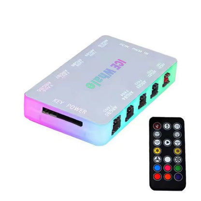 ICE Whale C10 1 to 10 PWM&ARGB Case Fan Hub Splitter 4Pin PWM 3Pin ARGB SATA Power Interface With Remote Control