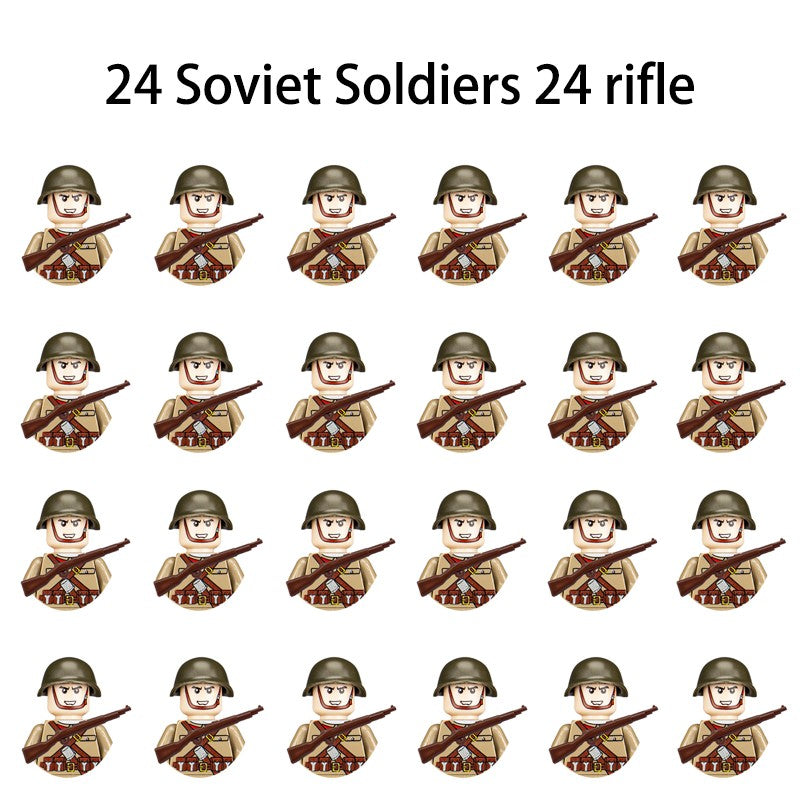Brinquedos de blocos de montar para crianças: Modelos de Mini Armas de Exército Nacional de Guerra de Soldados de Infantaria da Segunda Guerra Mundial