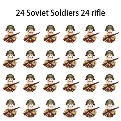 Brinquedos de blocos de montar para crianças: Modelos de Mini Armas de Exército Nacional de Guerra de Soldados de Infantaria da Segunda Guerra Mundial