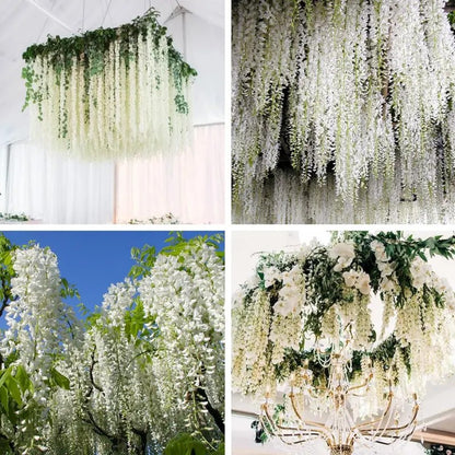12pcs Wisteria Vine Artificial Flowers Wholesale Trailing Fake String for Home Wedding Party Decor Silk