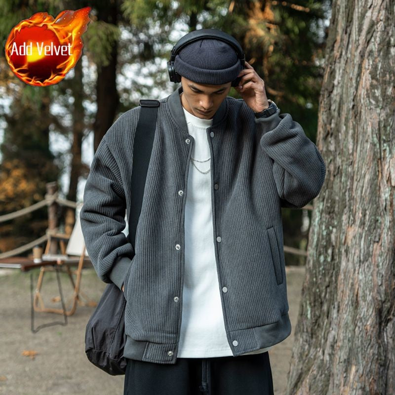 Oversize 300lb Men's Spring Fashion Baseball Jacket Vintage Loose Fit Pilot Coat Outerwear