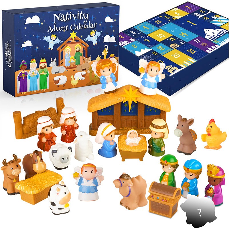 DIY Christmas Advent Calendar Gift Box Nativity Jesus Bricks Toys 24days Countdown Advent Calendars Christmas Home Decoration
