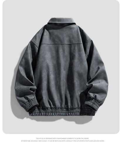 Fashion Trend Korean Slim Fit Casual Men's Leather Jacket Motorcycle Jacket New Spring and Autumn Men's Slim PU Leather Jacket