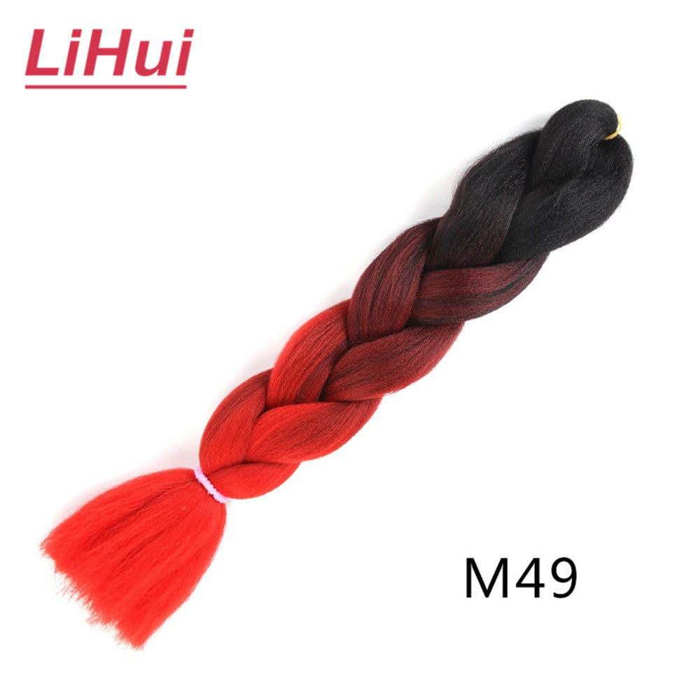 Cabelo Sintético Trança Jumbo 24 Polegadas Ombre Jumbo Extensão de Cabelo para Mulheres Tranças DIY Roxo Rosa Amarelo Cinza Lihu