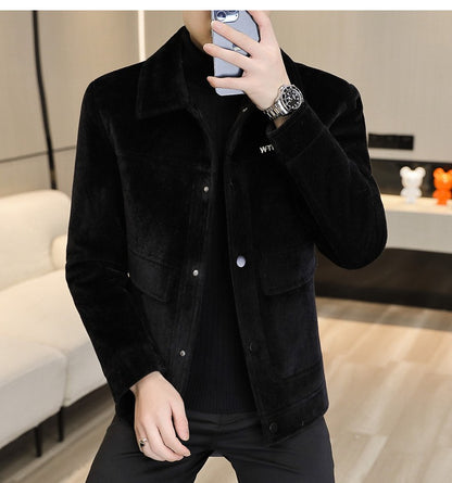 2022 Winter Wool Blends Jacket Plush Velvet and Short Thicken Trench Coat Casual Business Woolen Overcoat Social Men Clothing