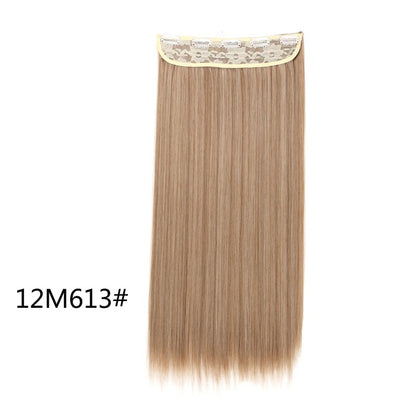 Alongamento de Cabelo Sintético Invisible Hair Extensions com 5 Clipes, 60cm, Liso, Resistente ao Calor, para Mulheres