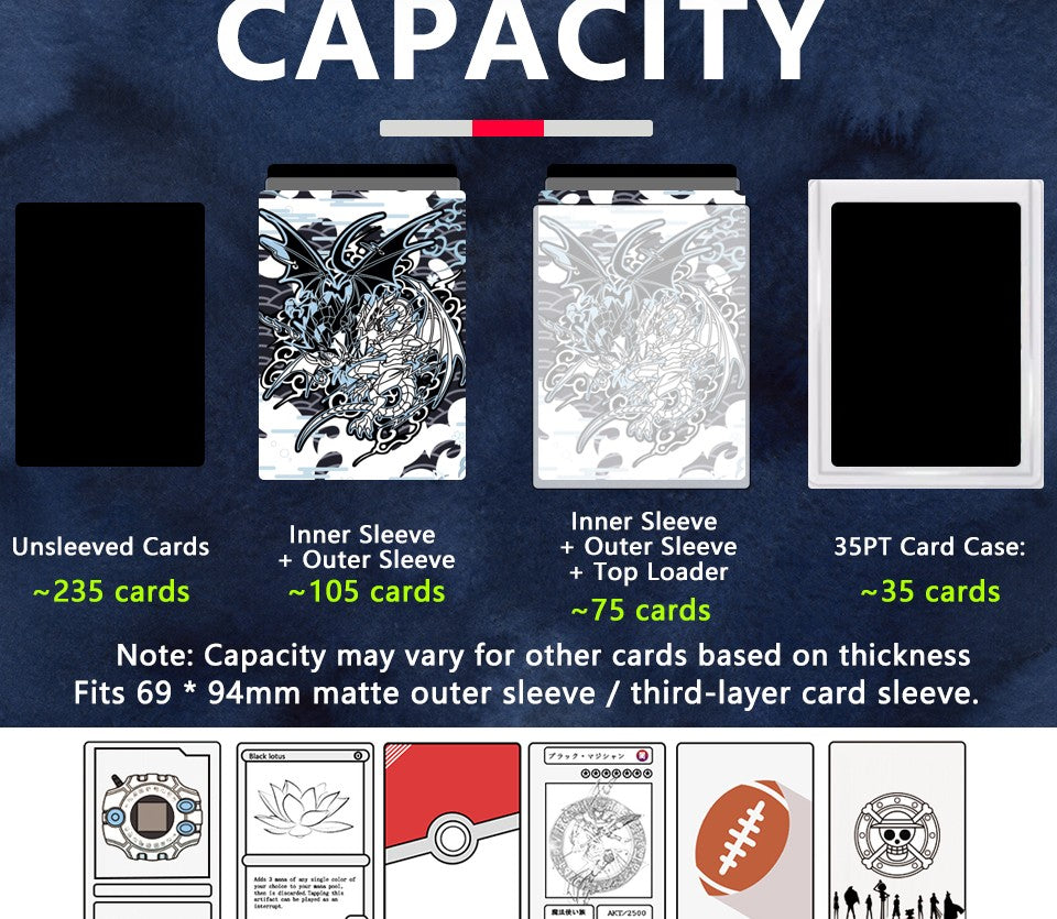 Caixa de Deck Cyber End Dragon Dicewinder para YGO, Armazena 100 Cartas com Double-Sleeve, Caixa de Armazenamento de Cartas com Bandeja de Dados para TCG MTGames PTCG OPCG